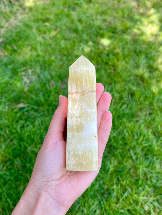 1pc. Lemon Calcite Crystal - Large Calcite Tower -  Lemon Calcite Obelisk - Calcite Mineral - Yellow Crystal  - Yellow Calcite