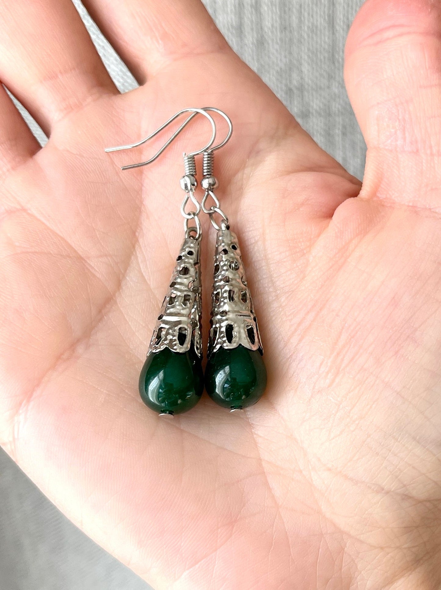 Jade Earrings - Silver Jade Earrings - Dangling Crystal Earrings - Small Crystal Earrings - Dainty Earrings - Nephrite Earrings - Mom Gifts