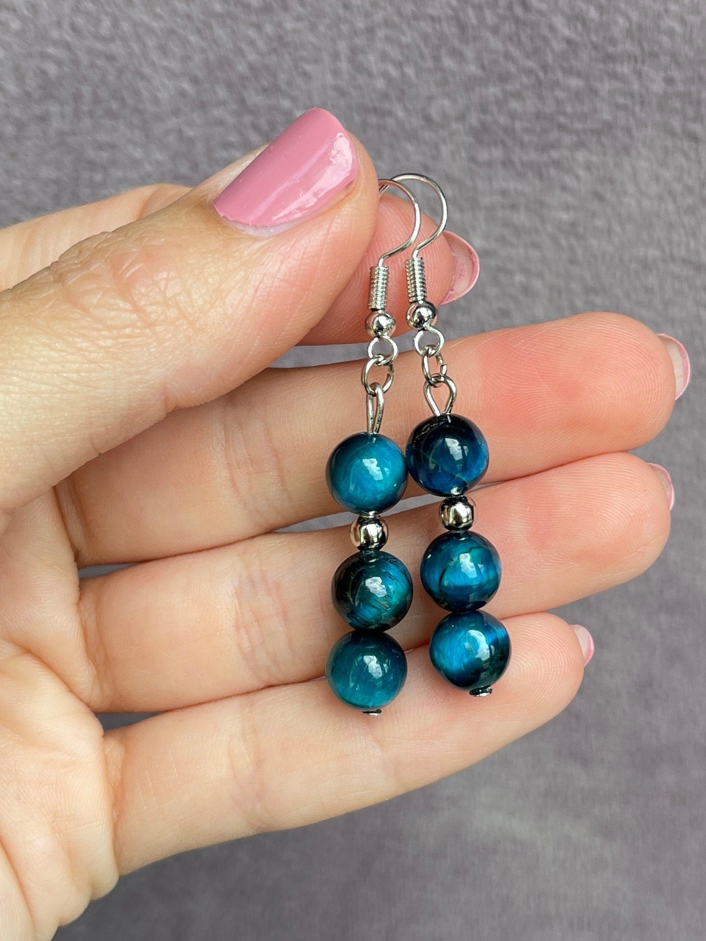 Blue tiger eye earrings