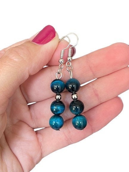 Blue tiger eye earrings