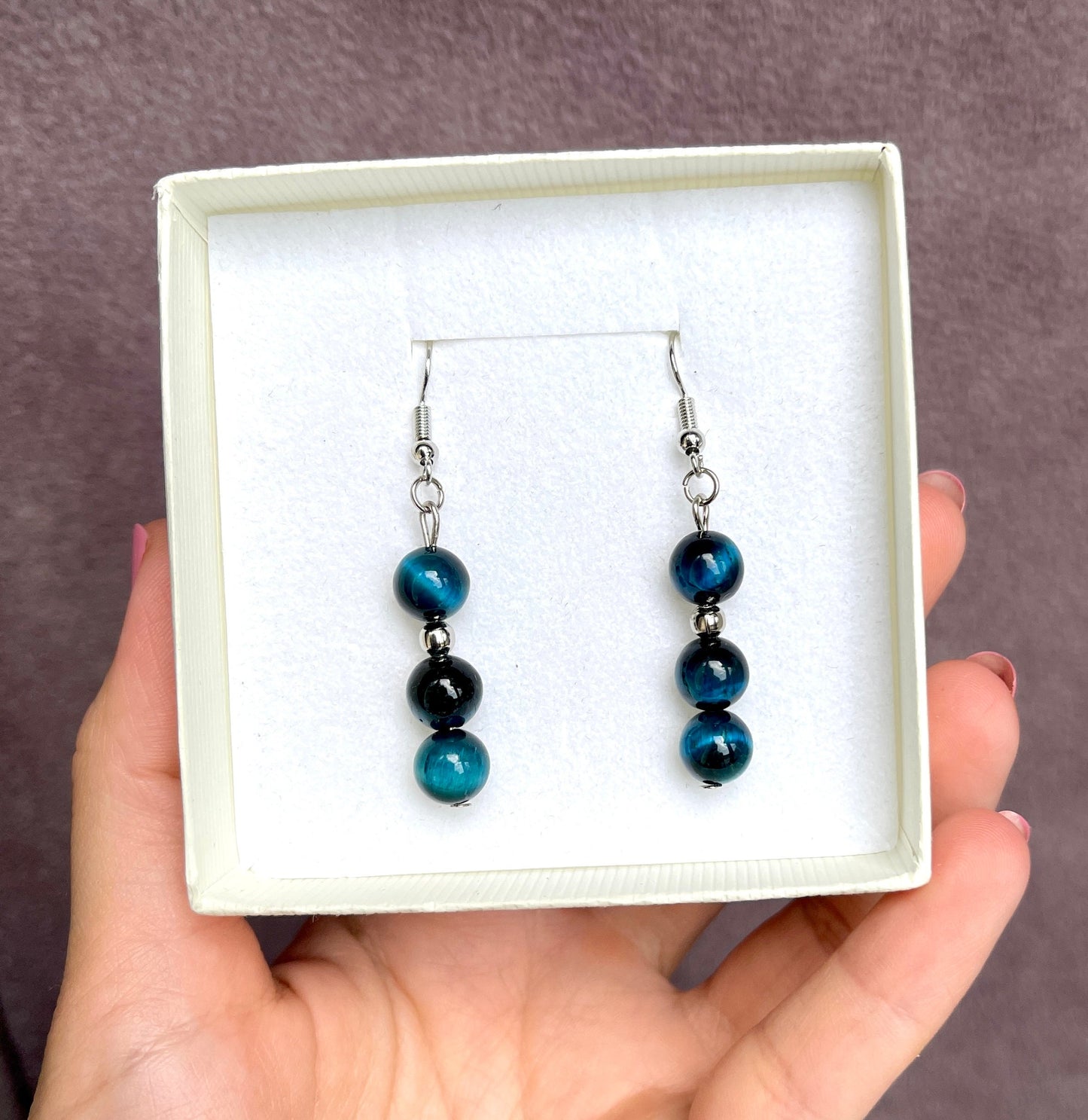 Blue tiger eye earrings