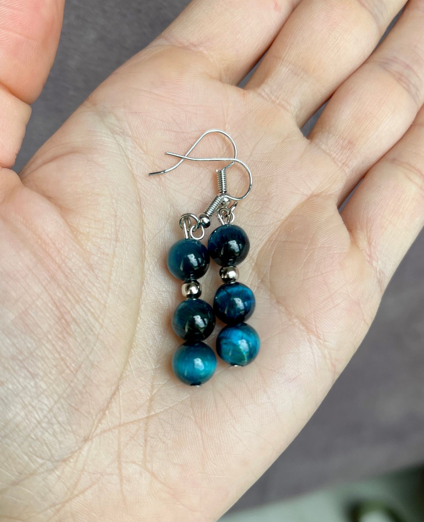 Blue tiger eye earrings