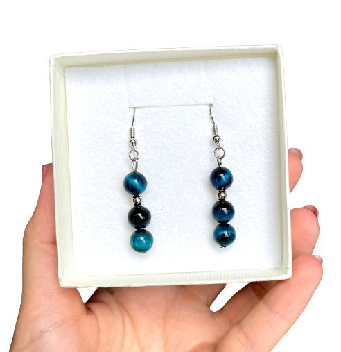 Blue tiger eye earrings