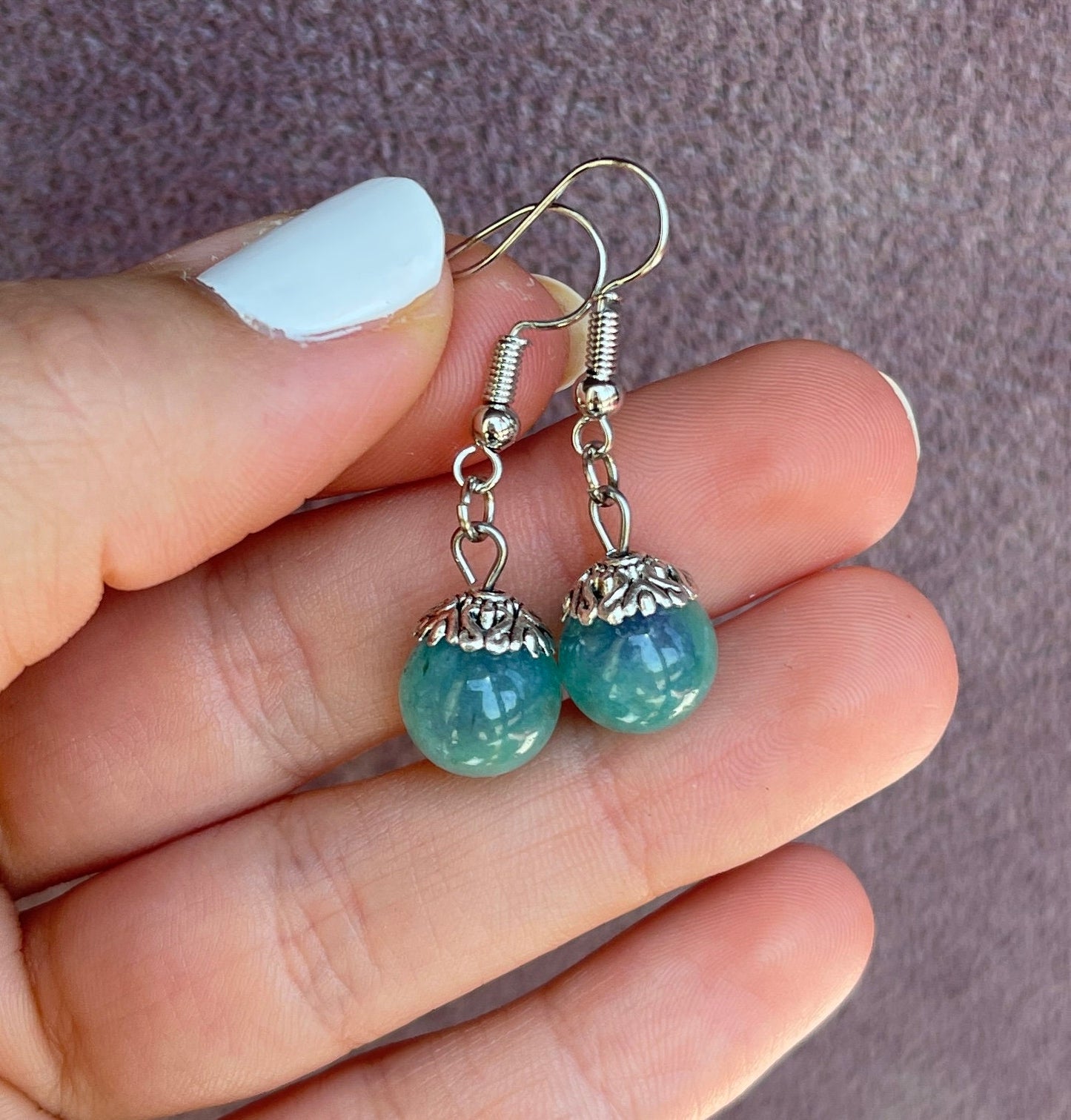 Rainbow Fluorite Earrings - Fluorite Earrings - Fluorite Dangling Earrings - Rainbow Fluorite Jewelry - Green Fluorite  - Rainbow Crystal