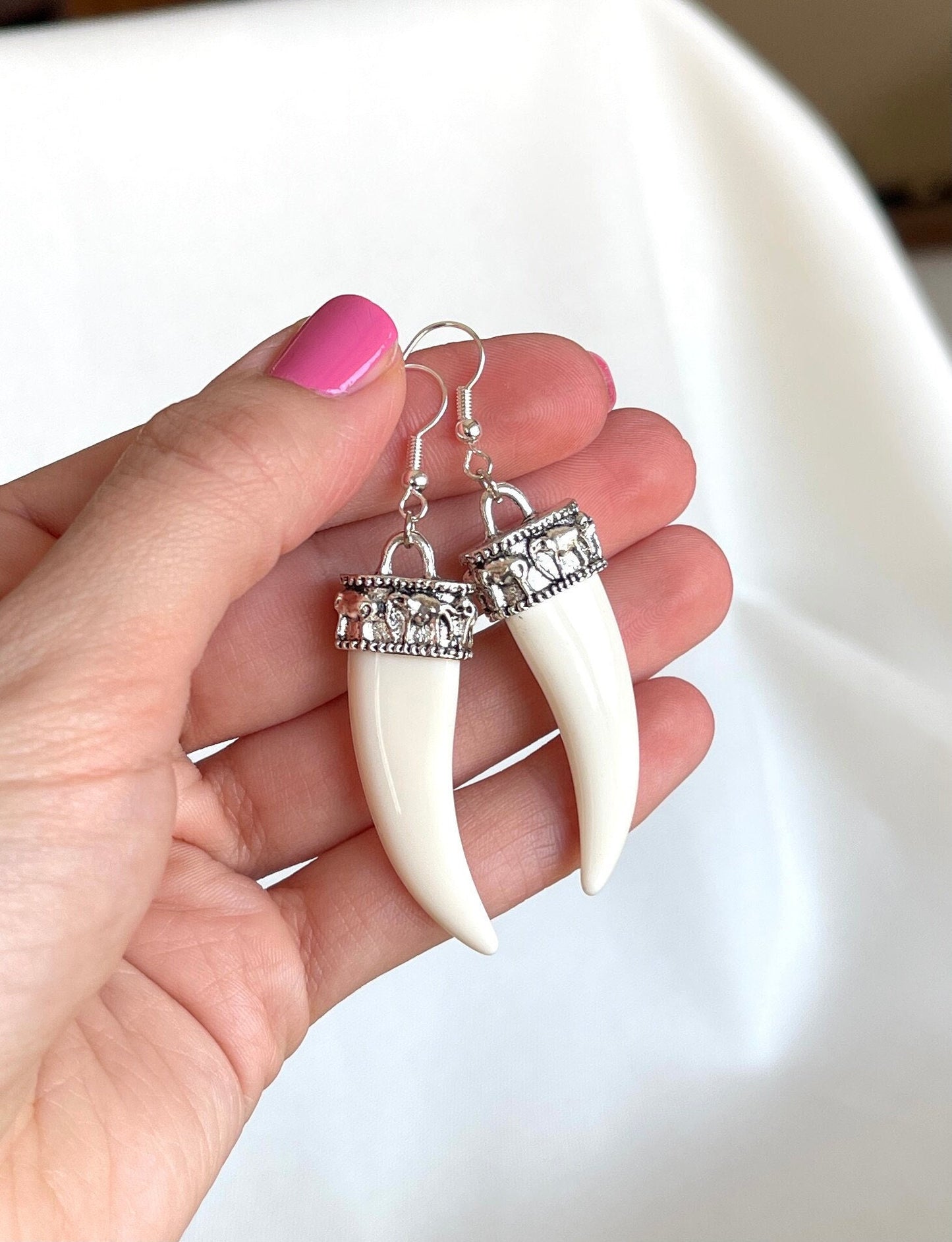 Bone tusk earrings