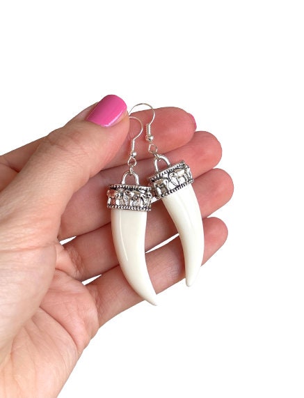 Bone tusk earrings