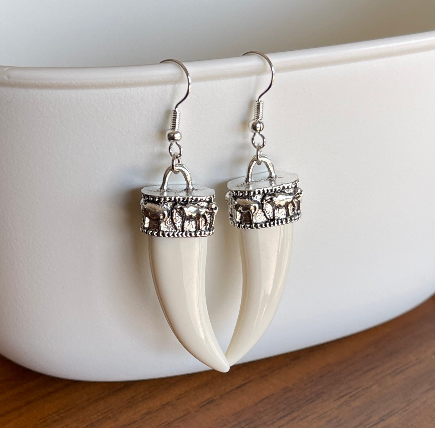 Bone tusk earrings