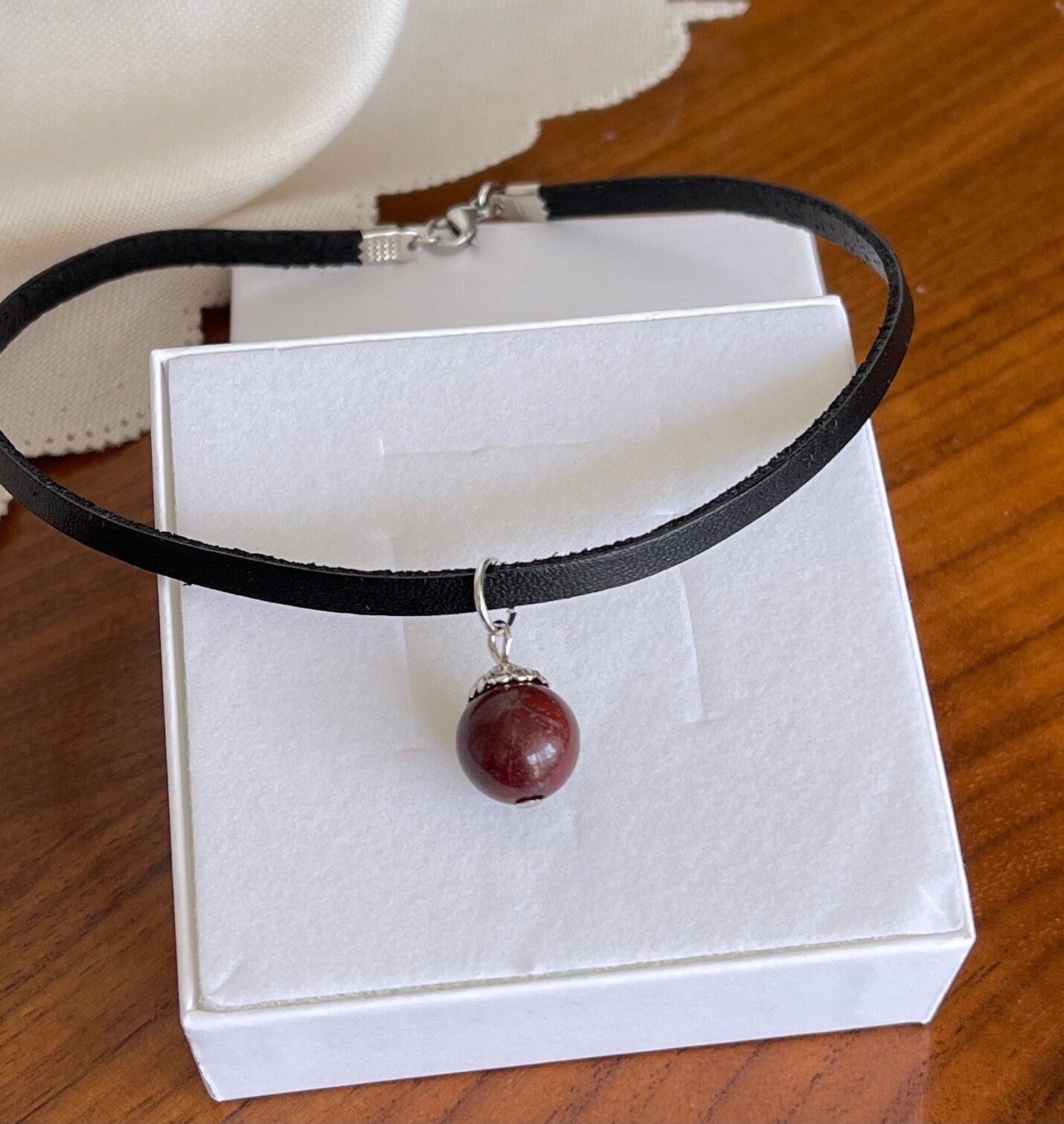 Bloodstone Necklace  - Super Red Bloodstone - Bloodstone Choker - Dainty Bloodstone - Love Stone - Heliotrope Bloodstone Pendant  - Mom Gift