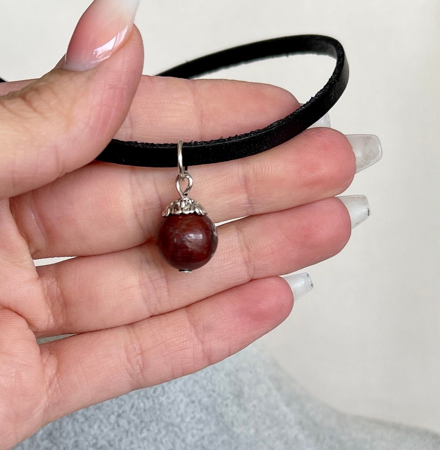 Bloodstone Necklace  - Super Red Bloodstone - Bloodstone Choker - Dainty Bloodstone - Love Stone - Heliotrope Bloodstone Pendant  - Mom Gift