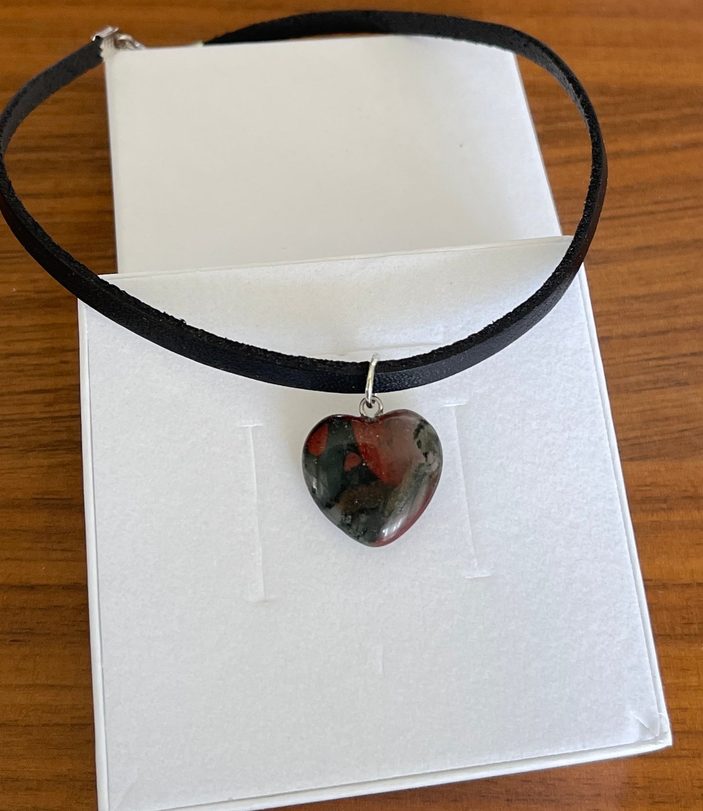 Bloodstone Necklace - Heliotrope Stone - Bloodstone Crystal Choker - Bloodstone Leather - Chakra Healing Gift - Romantic Gift  - Mom Gift