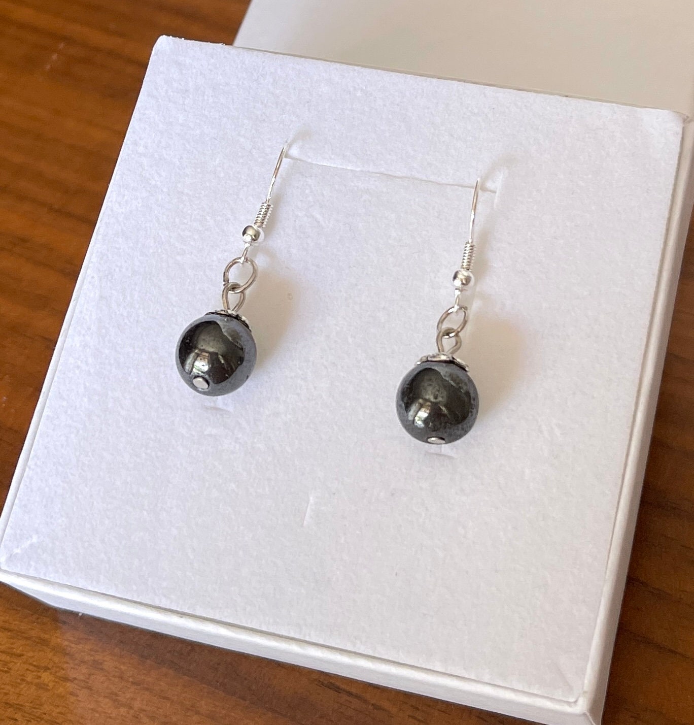 Hematite Earrings - Silver Hematite Earrings - Crystal Earrings - Base Charka Stone - Silver Earrings - Metallic Earrings  - Black Crystals