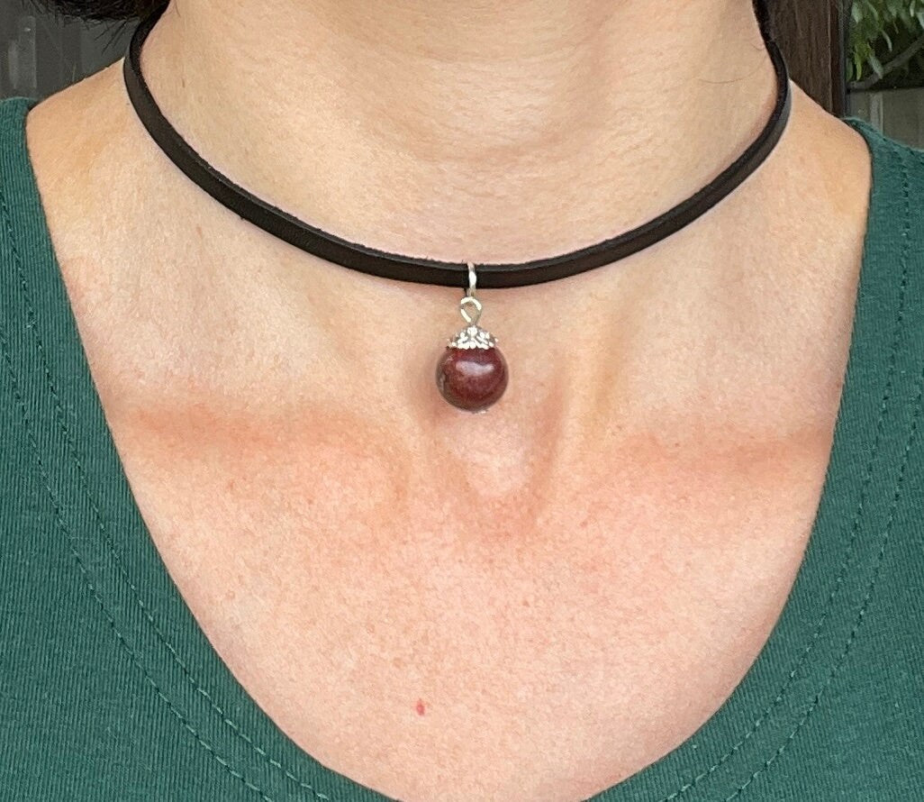 Bloodstone Necklace  - Super Red Bloodstone - Bloodstone Choker - Dainty Bloodstone - Love Stone - Heliotrope Bloodstone Pendant  - Mom Gift