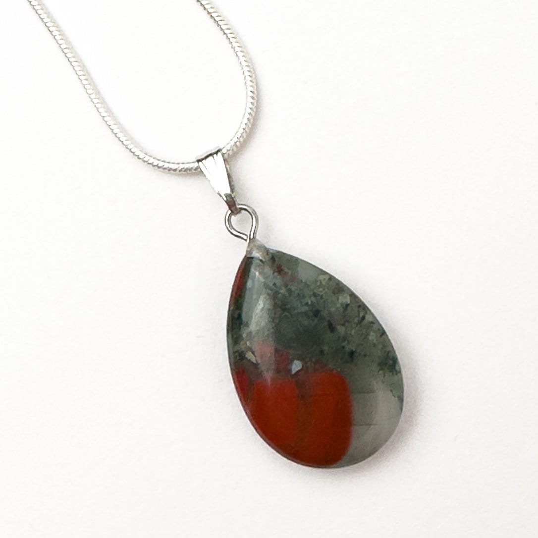 Bloodstone necklace with 925 sterling silver chain