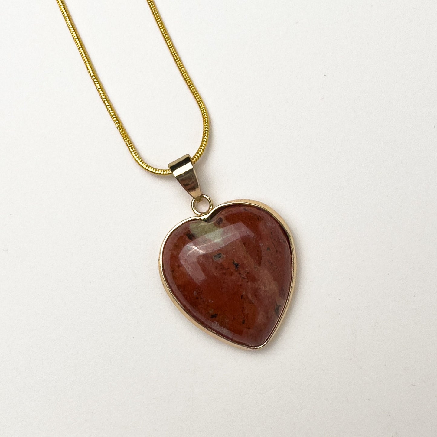 14k Gold Filled Jasper Gold Necklace -  Crystal Necklace - Red Jasper Necklace - Heart Necklace - Red Crystal - Jasper Pendant - Mom Gift