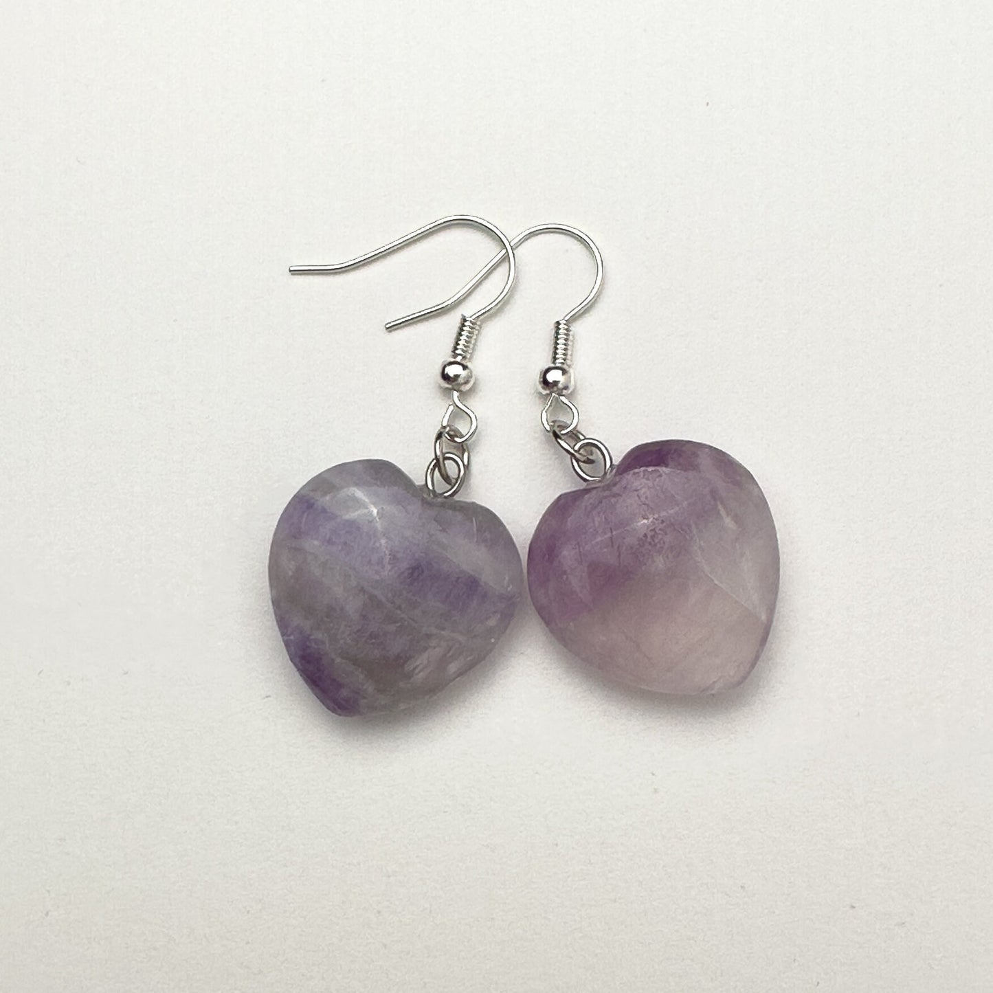 Fluorite Earrings - Silver Fluorite Earrings - Fluorite Dangling Earrings - Purple Fluorite Jewelry - Mom Gift - Rainbow Crystal