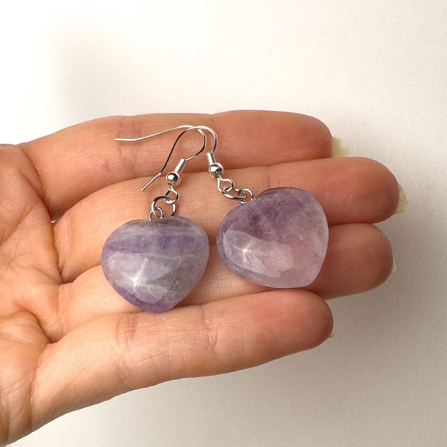 Fluorite Earrings - Silver Fluorite Earrings - Fluorite Dangling Earrings - Purple Fluorite Jewelry - Mom Gift - Rainbow Crystal